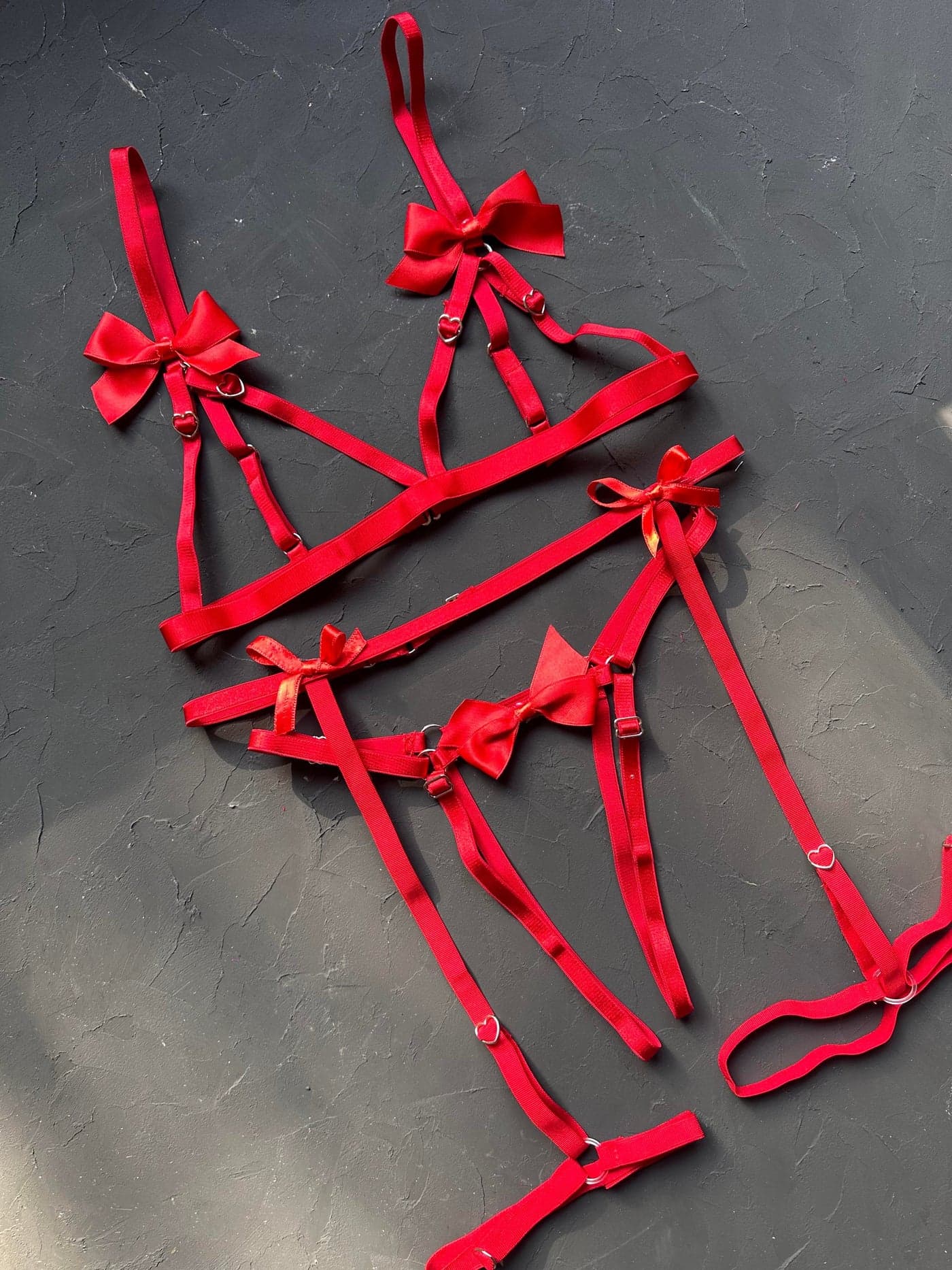 Red Love Harness Jartiyer Takım