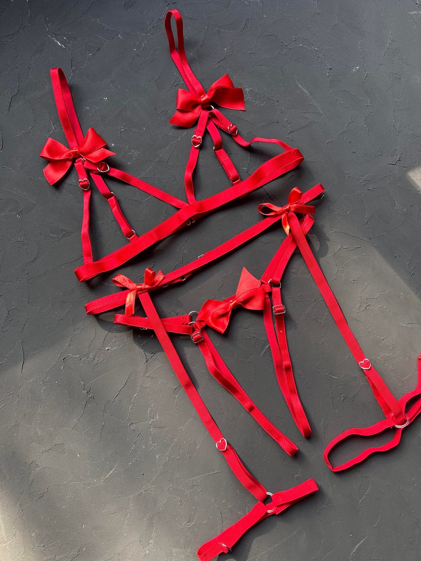 Red Love Harness Jartiyer Takım