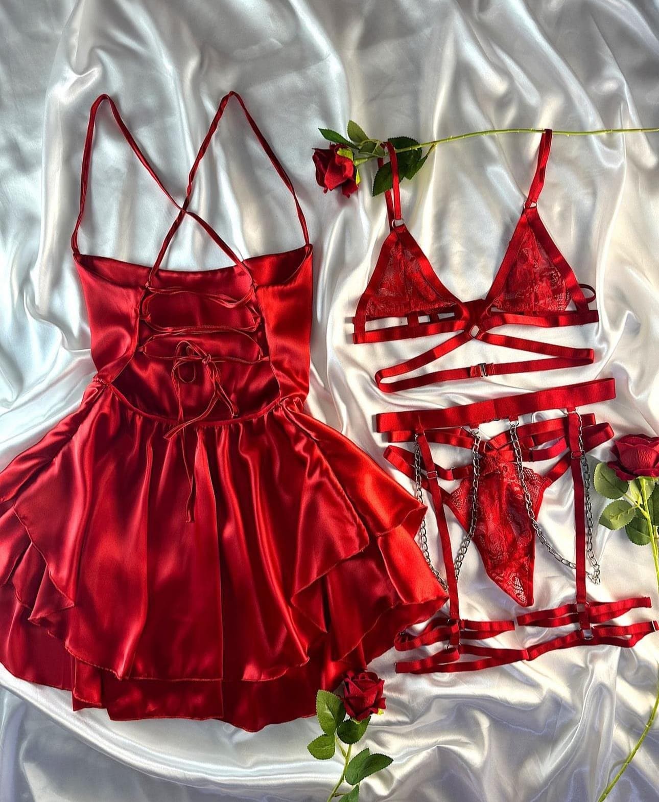 Volanlı Elbise & Bra Set